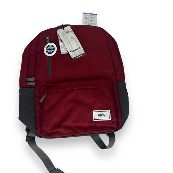 Solo New York Other - NWT Solo New York Re:Cover Backpack in Red / Grey Water Repellant Laptop Bag NEW